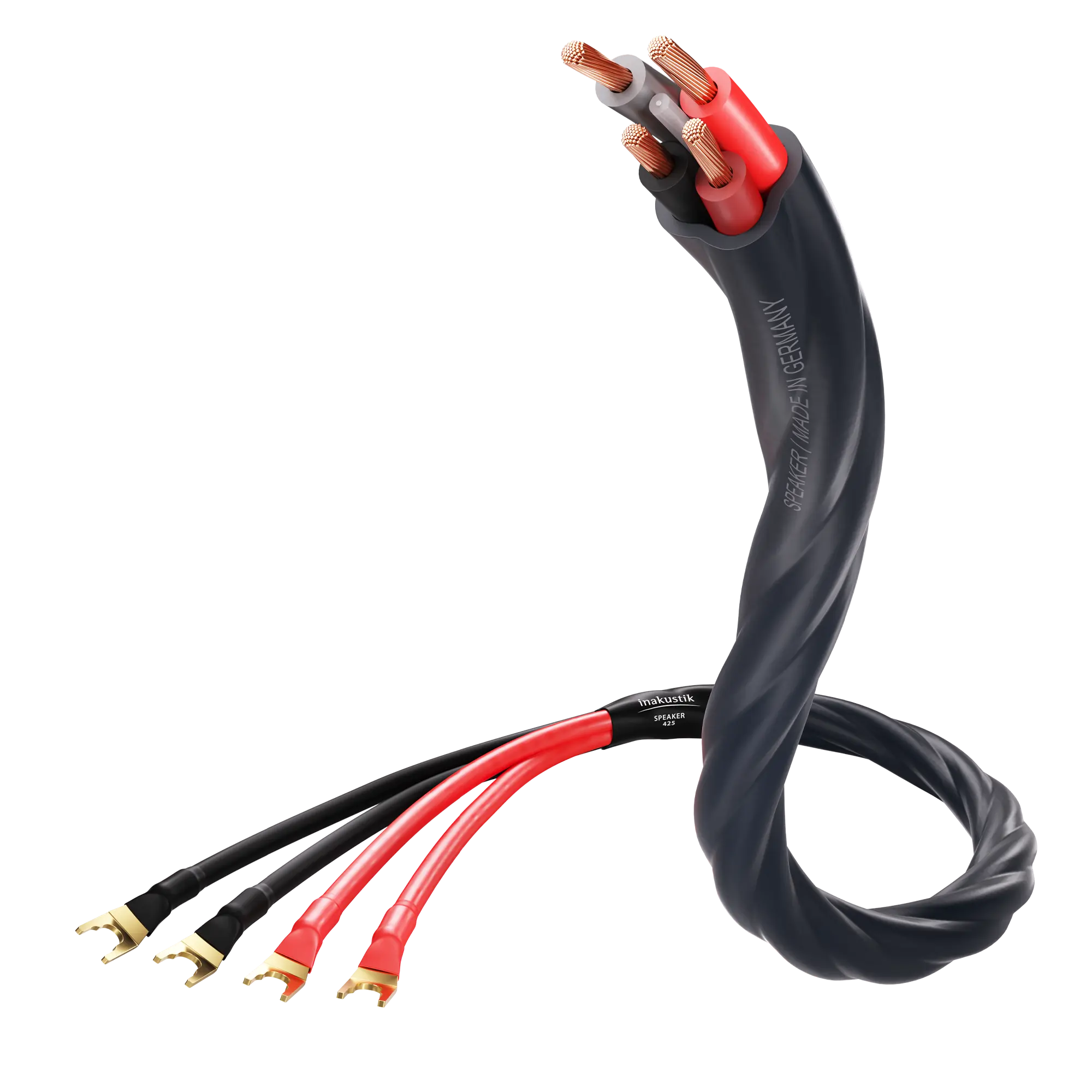 Produktbild S25 Speaker 415 Kabel Single-Bi-Wire Kabelschuh Ausführung, obere Seite des Kabels ist offen ohne konfektionierte Stecker
