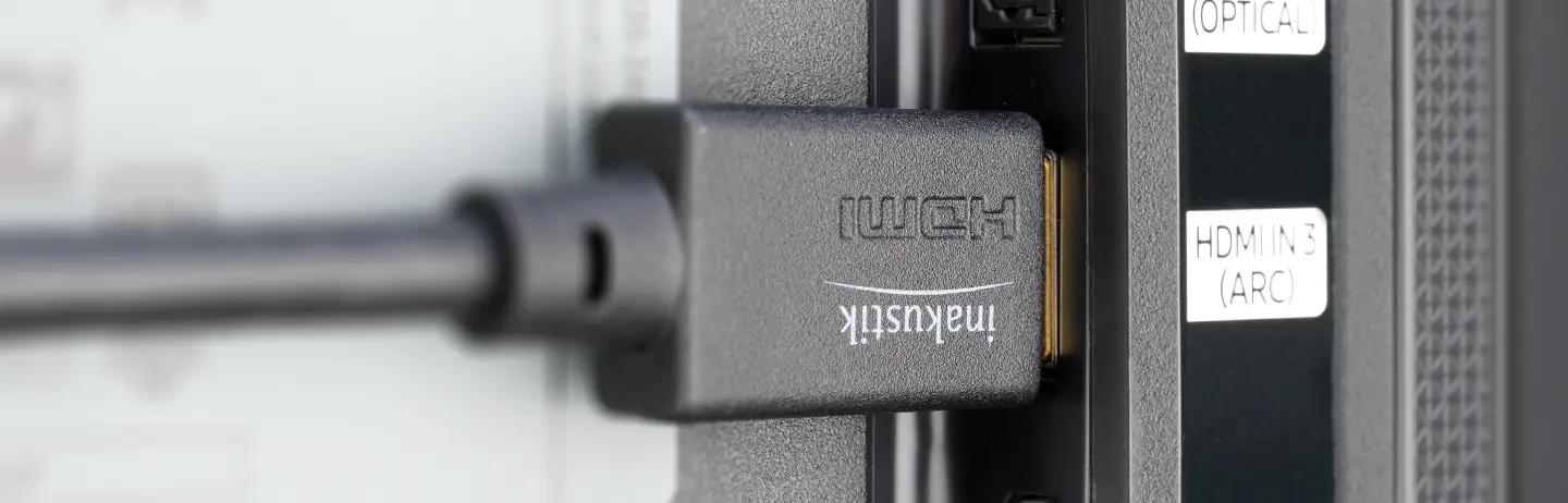 The in-akustik Star Series Ultra High Speed HDMI Cable connected to a TV