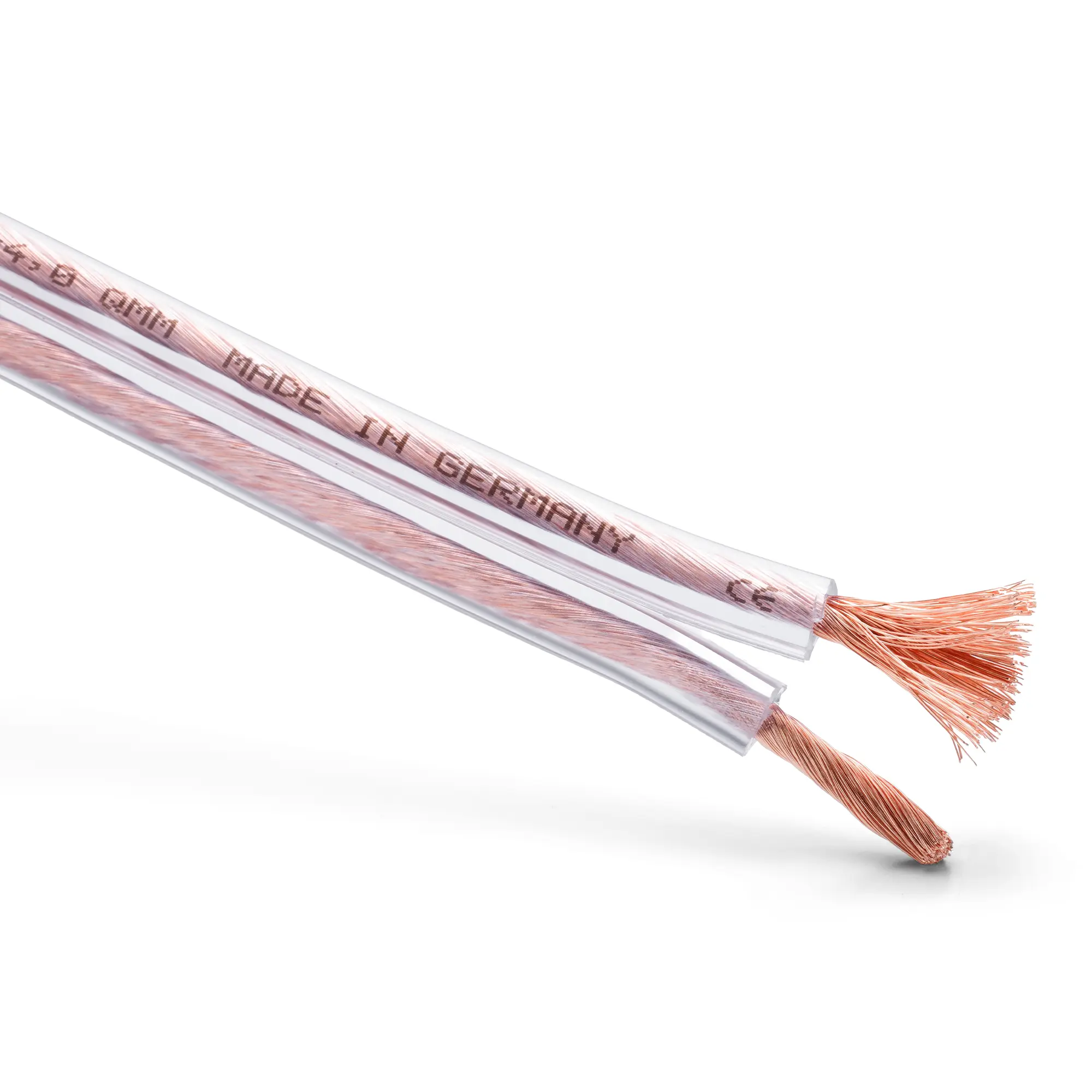 Close-up of the premium copper cable with twisted strands on one side.