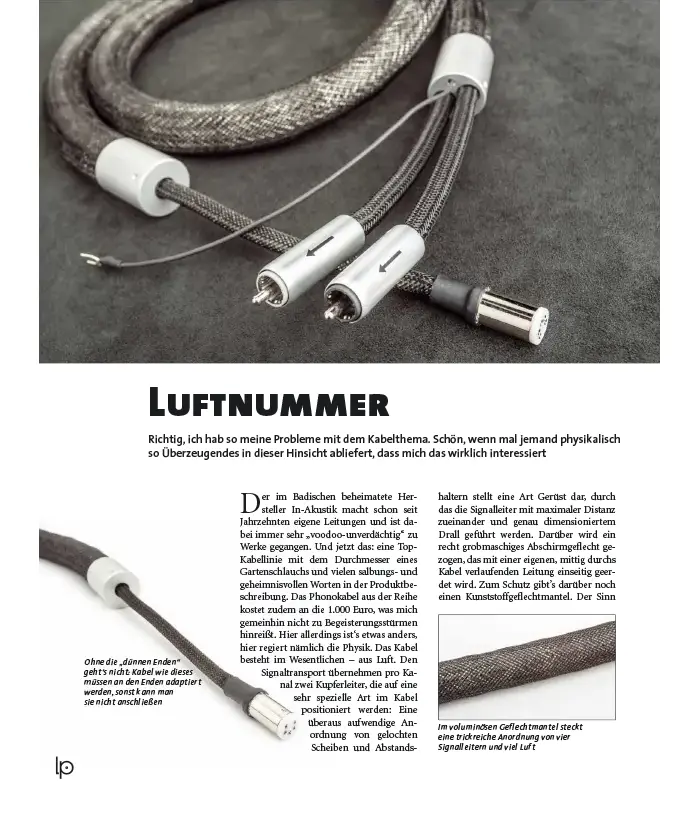 inakustik Phono 2404 Air LP audio cable on a wooden surface