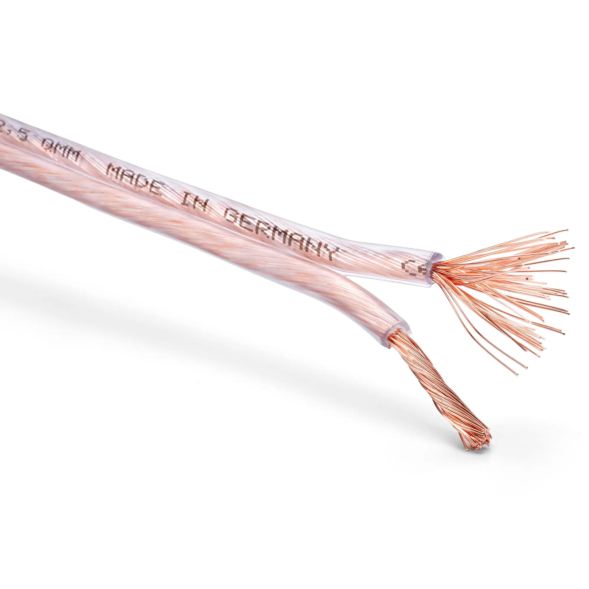 Close-up of the solid copper cable with twisted strands on one side.